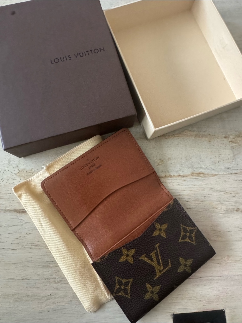 Louis Vuitton Monogram Slim Card Case in Brown and Tan